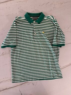 The Masters Golf Polo Shirt Mens Large Striped Cotton Exclusive PGA Tour Augusta